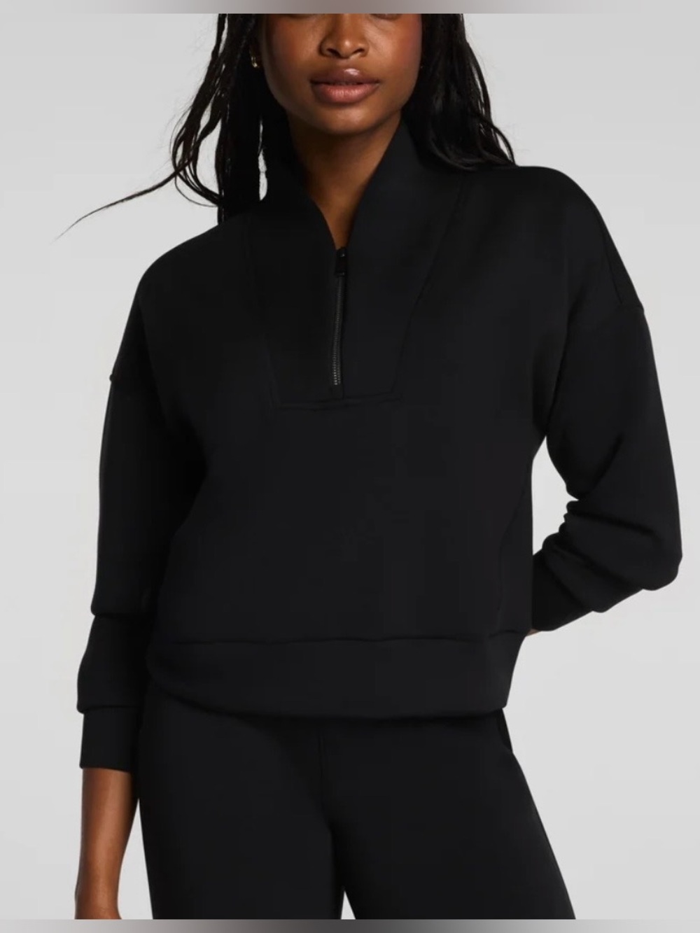 Spanx AirEssentials Shawl Collar Half Zip in Black Size Small